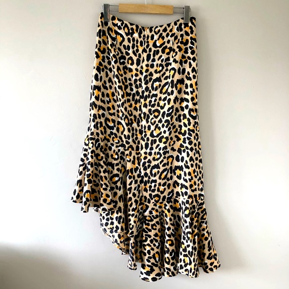 🐯Into Cheetah Print High Low Ruffled Skirt with Slit Size 8 - Picture 5 of 6